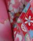 七五三 3歳女の子用被布[花夢二](被布)ピンクに桜(着物)黒にピンクの桜と毬No.79V